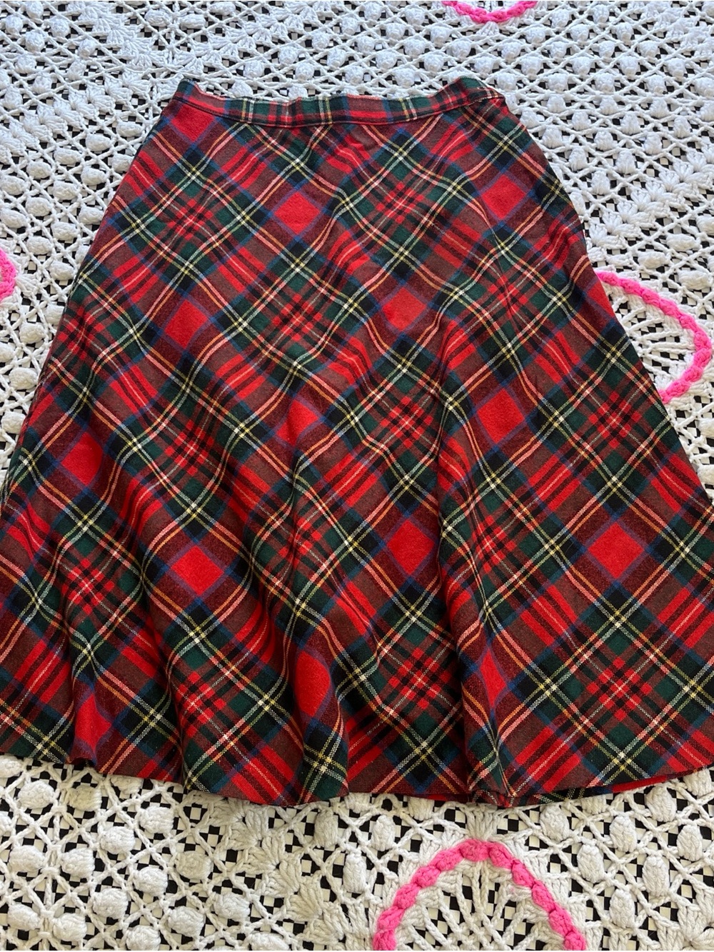 1970’s Wool Tartan Plaid A-Line Women's Skirt Union Made